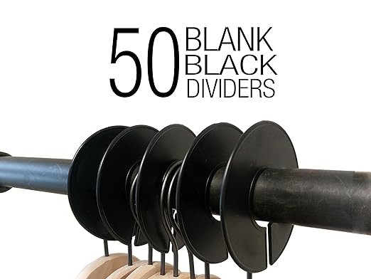 NAHANCO Clothing Size Dividers for Clothing Racks, Round – Black/Blank (Kit of 50)