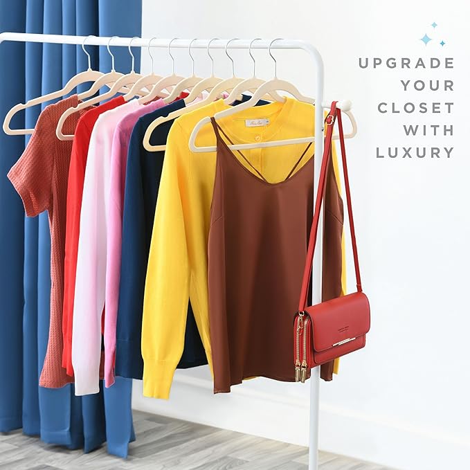 Home-it Premium Velvet Hangers 30 Pack - Ivory Heavy Duty Suit Clothes Hangers Non Slip, for Closet, Jacket, Shirt, Pants and Suit, Hook Swivel 360 - Ultra Thin