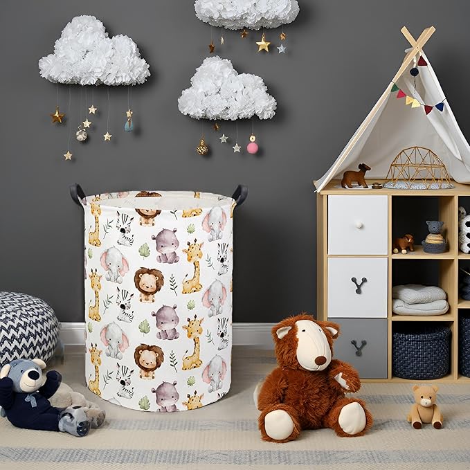 Animal Baby Laundry Basket Kids Hamper Animal Toy Storage Bin for Boys Room Decor Baby Nursery Hamper Gift Baskets for Bedroom Bathroom(Lovely Animal)