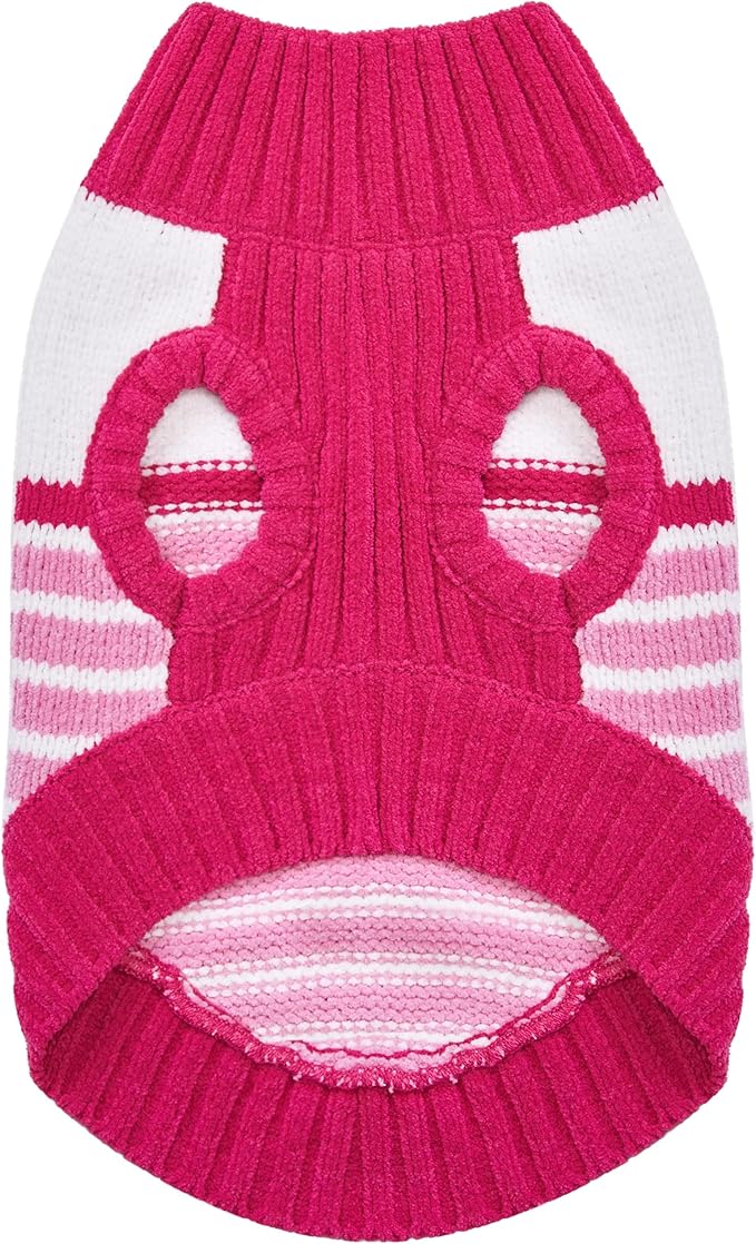 Blueberry Pet Pinky Princess Designer Chenille Dog Sweater in Pinky Princess, Back Length 16", Pack of 1 Clothes for Dogs