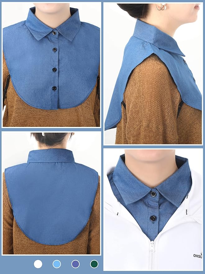 Syhood 4 Pcs Fake Collar Detachable False Dicky Collar Half Shirts Round for Women Outfits Halloween Costume Accessories