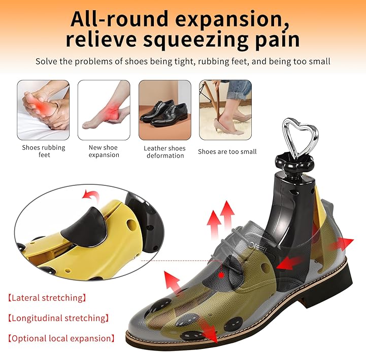 4-Way Adjustable Shoe Stretcher for Men & Women, Leather Boot Widener - Fits Wide Feet, Sneakers, Dress Shoes