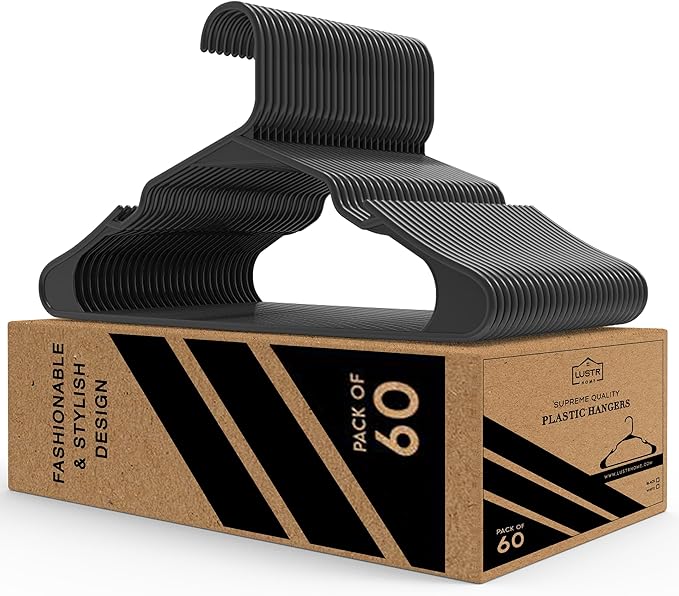 60 Pack Heavy Duty Clothes Hangers - Organize Your Closet Effortlessly with Non-Slip, Space-Saving Design