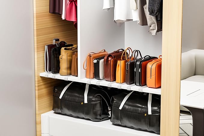 12-Pack Closet Organizers and Storage, Organizing Wardrobe, Kitchen, Bedroom Shelves, Clothes Shelves, Bookshelf Dividers, Towels and Hats, Wallet Dividers, Clear