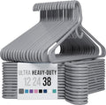 NEATERIZE Ultra Heavy Duty Plastic Clothes Hangers - Grey - Durable Coat, Suit and Clothes Hanger. Perchas De Ropa (38 Pack - Grey)