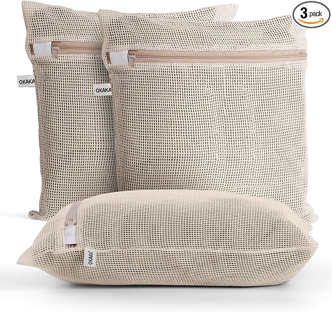 100% Cotton Mesh Laundry Bags, Premium Soft, No Dye, Natual,Set of 3(XXL)