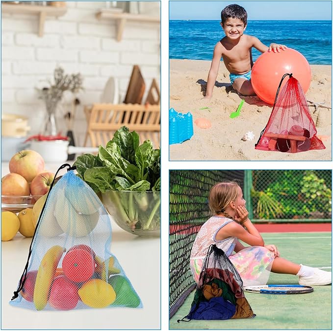12 Pcs 24'' x 33'' Large Mesh Bags for Laundry, Wash bags, Sturdy Mesh Material Closed with Drawstring, Factory, University, Dormitory, Travel and Apartment Dweller, Color