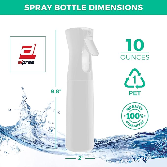 Ultra Fine - Durable - Empty Continuous Spray Bottle - Water Mister For Hairstyling, Plants, Cleaning, Cooking, Misting & Skin Care (5oz)