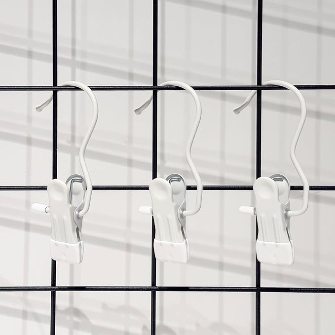 Hangers Clips,Stainless Hooks for Closet Hooks,Heavy Duty Clothespins Laundry Hanging Hooks,Travel Portable Clothes,Boot Tall Towel Hats Socks Pants and Bras (10, Matte White)