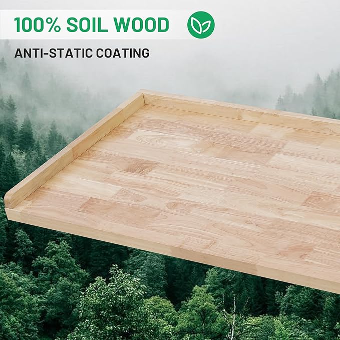 Washer Dryer Countertop, 100% Natural Wood, Laundry Countertop Over Washer and Dryer, Laundry Machine Topper for Front Loaders, Fits All Major Brands, Anti Vibration Pads, 54” x 27.5" Black