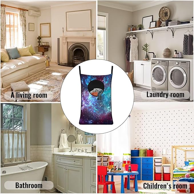 ZFRXIGN Dragonfly Over The Door Laundry Hamper Boho Flower Hanging Laundry Bag Large Laundry Basket for Bedroom Dirty Clothes Hamper Space Saving Home Room Storage Organizers
