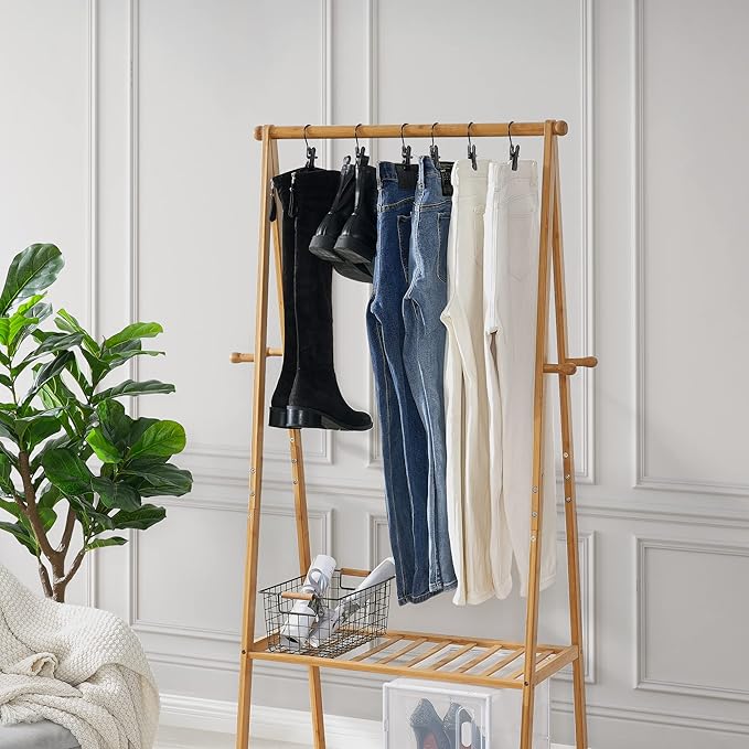 BEWISHOME 50 PCS Boot Hangers for Closet, Laundry Hooks with Clips, Boot Hanging Hold Clip, Clothes Pins, Space Saving Portable Travel Hangers Clip, Jeans, Tall Boots, Towel, Black FYC50B
