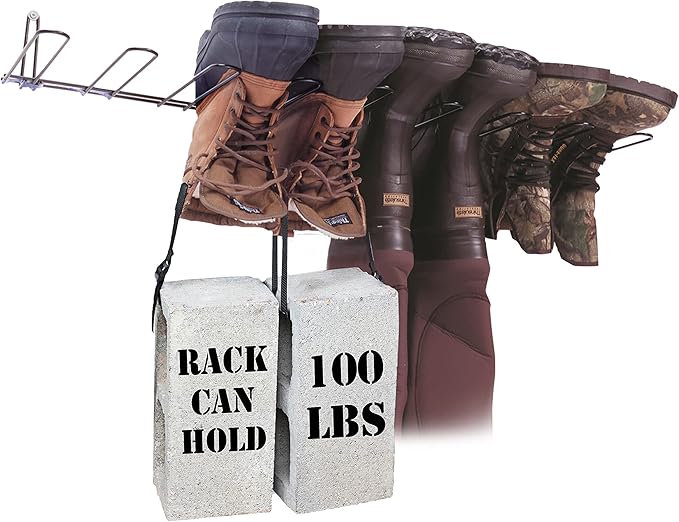 Rack'Em 4 Pair Boot Rack & Wader Hanger , 4.5"H x 35.25"W x 10.5"D
