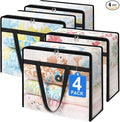 4 Pack Clear Storage Bags for Comforter, Clothes & Bedding, Plastic Blanket Storage with Zipper and Handle, Moving Bags, Closet Organizer and Under-Bed Storage (60L)