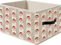 Christmas Santa Storage Bins, Red and Green Stripe Christmas Santa Claus Snowflakes Holiday Foldable Closet Organizers Storage Basket Toybox for Clothes Bed Sheets Blankets Toys