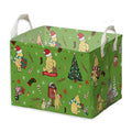 Winnie Theme Christmas Baskets Decor,the Pooh Baby Stuff, Large Square Canvas Baby Laundry Hamper with A Waterproof PE Coating,Foldable Storage Bin for Toys and Clothes