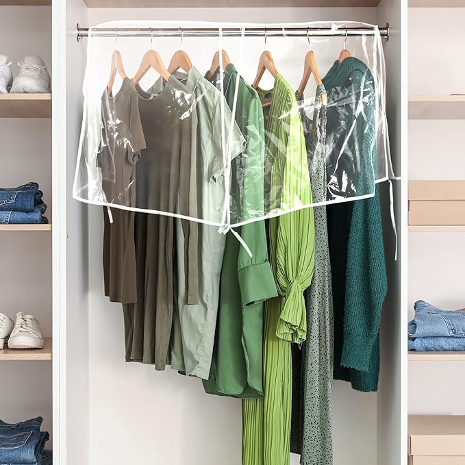 Honeydak 2 Pack Clear Vinyl Storage Closet Garment Cover 36"x 22"x 18" Large Dustproof Clothe Covers Protecting Dust for Hanging PVC Shoulder Cover Dress Suits Coat Clothe Protectors for Closet
