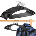18 Pack Clothes Hangers, 16.5 inch PVC Coating Sweater Hangers, Non-Slip Rubber Coated Hanger, Heavy Duty No Shoulder Bump Metal Hanger for Closet Suit Jacket Shirt T-Shirt(Black)