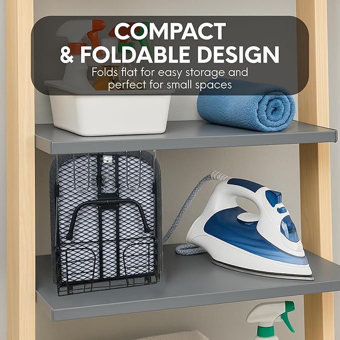 Ironing Board with Cover and Pad – Small Folding Board, Compact Tabletop Ironing Board Foldable with Padding, Portable Adjustable Heavy Duty Iron Board with Iron Holder for Clothes and Laundry