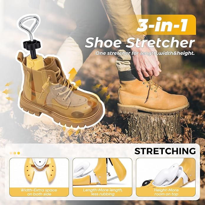 2Piece Shoe Stretcher Boot Stretcher for Men Women,Adjustable Length Width Height Expander for Wide Feet & Instep