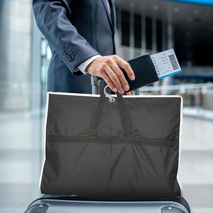 Garment Bags for Travel and Closet Storage with Zipper Pocket, Heavy Duty Waterproof Hanging Suit Bag with Handles for Suits, Coats, Jackets, Shirts, 43 inch