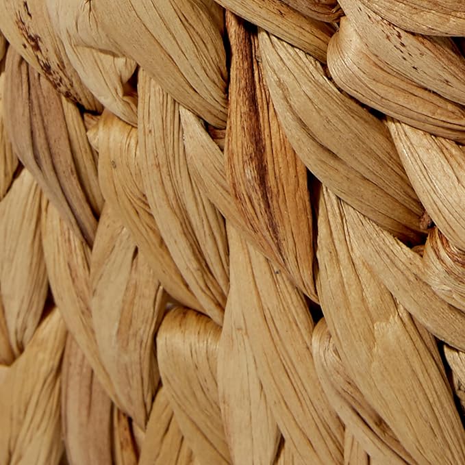 Deco 79 Seagrass Handmade Decorative and Functional Storage Basket Woven Curved Basket Organizer with Silver Metal Handles, Set of 4 Basket for Storage 14", 16", 19", 21"W, Brown