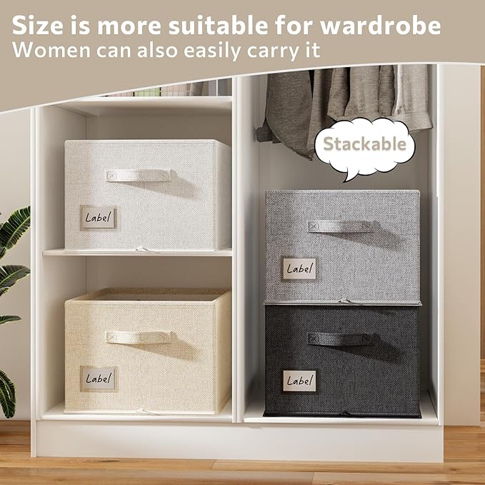 2 Pack Shoe Organizer for Closet, Fits 16-32 Pairs Fabric Shoe Storage Bins Large Shoe Box Storage Containers with Bottom Support for Shoes Space Saving Shoes Holder (Black, 19.7*15.7*11.8in)