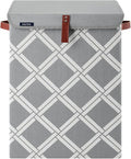 Nautica - Laundry Basket, Foldable Hamper & Storage Bin with Lid, Closet Organizers, Home Essentials (Grey Box Weave)