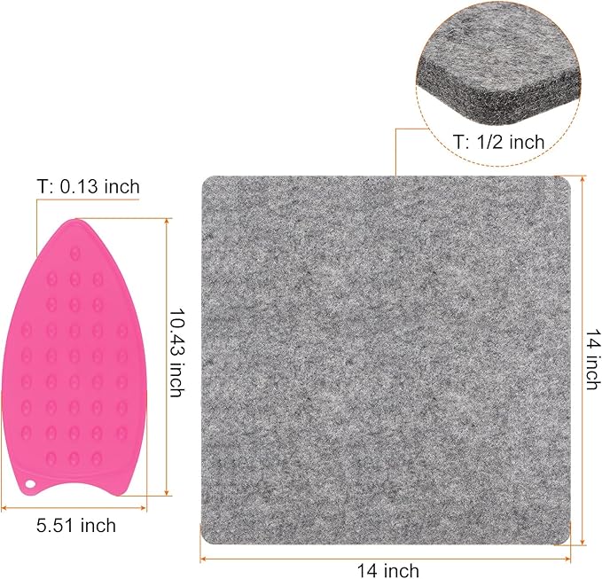 HARFINGTON Wool Pressing Mat 14" x 14" Wool Ironing Pad Sewing Notions for Crafts Quilter Quilting