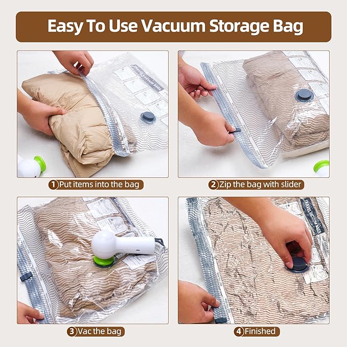 Travel Vacuum Storage Bags,6 Pack Carry-On Size Compression Packing Bags for Luggage and Suitcase, Space Saver for Clothes and Clothing Travel 80% Space Saver.