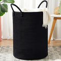 80L Black Woven Rope Hamper Laundry Basket for Clothes Tall Modern Blanket Storage Basket in Living Room Bedroom Extra Large