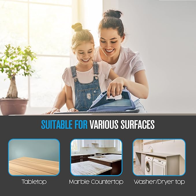 Houseables Ironing Mat, Ironing Pad, Iron Mat, Iron Pad, Dryer Top Protector, Magnetic, Portable, Blanket Cover for Table Top, Countertop, Washer, Travel Board, Quilting, Cloth, Wide, Thick, 33 x 17