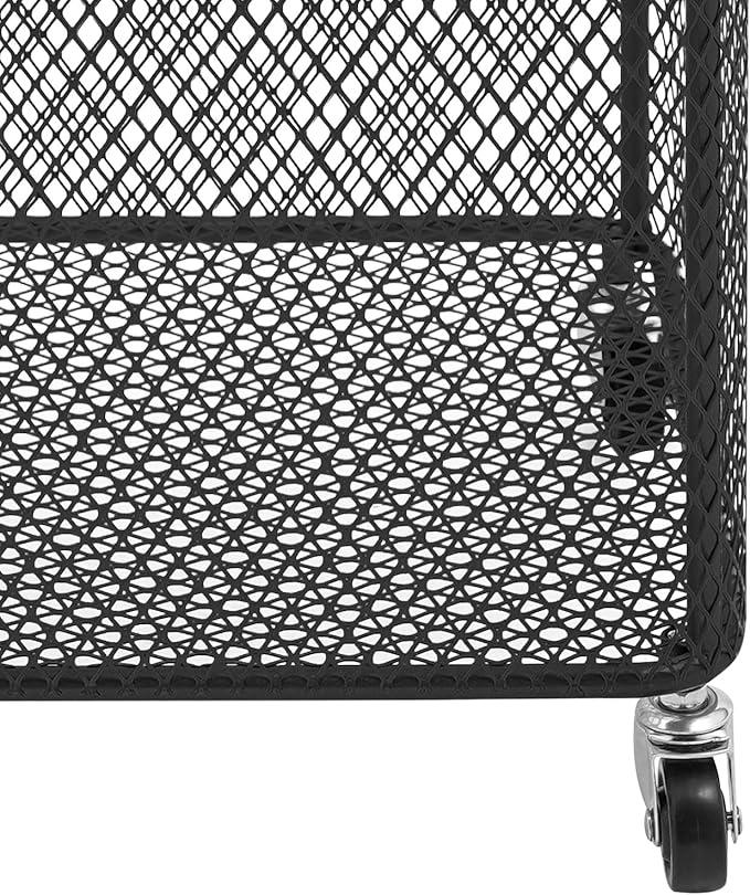 Rolling Laundry Basket Cart, Metal Laundry Hamper with Wheels, Laundry Organizer Basket Cart, Clothes Storage Organizer Hamper for Living Room,Bathroom,Closet (Black, Square)