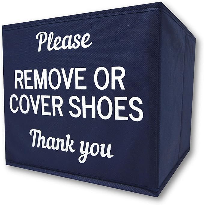 Shoe Covers Box - Real Estate Agent Supplies, Disposable Shoe Bootie Holder For Realtor Listings and Open Houses | Please Cover or Remove Shoes Bin