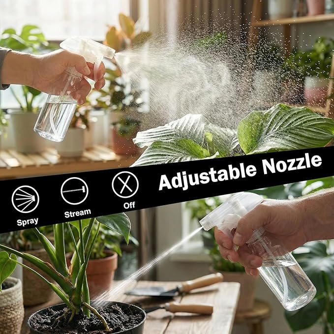 Spray Bottles 4oz/120ml Small Spray Bottle for Hair Plastic Mist/Stream Spraying Heavy Duty Empty Spray Bottles for Cleaning Solutions, Plants 2 Pack