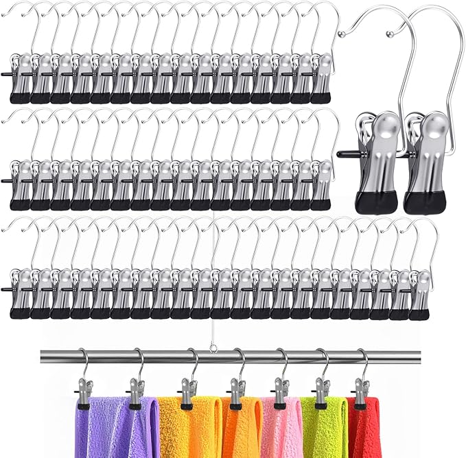 50 Pack Boot Hangers Clips for Closet, Heavy Duty Legging Organizer for Closet Hanging Pants Hangers with Clips Clothes Pins Hanger Clips Laundry Hooks Towel Socks Hats Tall Boots Home Travel