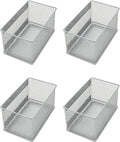 YBM HOME Magnetic Basket Storage Organizer with 16 Strong Magnets for Metal Desk, Fridge, Whiteboard, and Wall Locker Accessories, Medium (4-Pack)