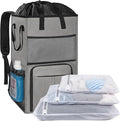 95L Laundry Backpack Bag with 3 Sizes Mesh Wash Bags Empty, Extra Large 2 in 1 Laundry Hamper Basket with Shoulder Straps, Freestanding Laundry Bag for College Dorm, Laundromat, Apartment (Grey)