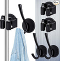 4 Pcs Magnetic Double Hooks Magnetic Coat Hooks Magnetic Mop Broom Holder Movable Magnetic Broom Holder Rack for Garage Kitchen Laundry Garden