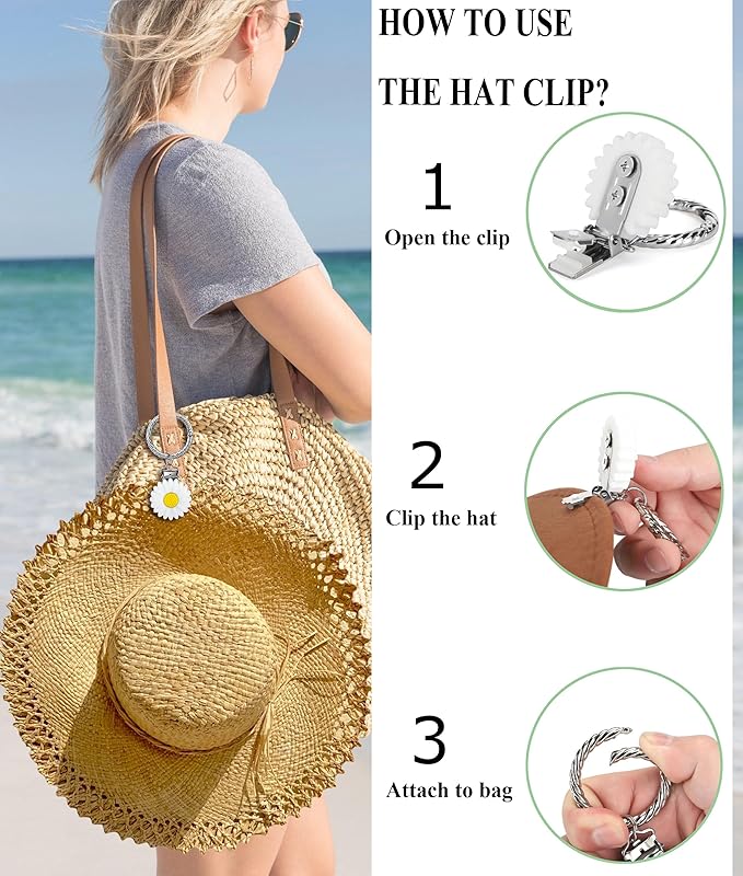 Hat Clip - Hat Holder for Travel on Bag - Silicone Hands Free Hat Clip for Purse Luggage - Protect Hat from Falling