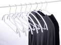 16.5 Inch Pack of 20 White No Shoulder Bumps Non-Slip Rubber Coating Contour Metal Hangers, Sweater Hanger, Suit Hanger with Pants Bar