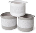 RGI Home Decorative Storage Baskets with Zoo Animal Prints, Set of 3 Round Fabric Rope and Linen Bins for Nursery or Playroom Organization, Multi-Sized with Easy-Carry Handles, Vapor Blue and White