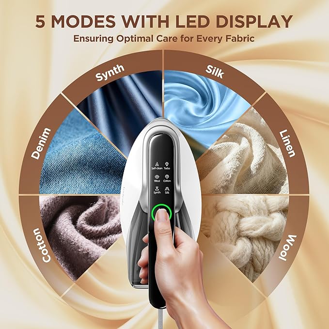 Newbealer Steam Generator Iron, 1500W Turbo Steamer for Clothes, 2 Bar Pressure Clothes Iron, 4 Steam & 4 Dry Heat Modes, Fast Heat-Up, 350ml Detachable Tank, Auto-Off, Self-Cleaning (Silver)