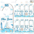 Baby Closet Dividers 8PCS, Nautical Themed Wooden Double-Sided Clothes Size Hanger/Organizer from Newborn to Toddler for Nursery Decor Baby Shower Birthday Gender Reveal Party Gift