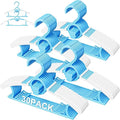 30 Pack Kids Hangers for Nursery Closet, Adjustable Non-Slip Toddler Baby Hangers with Windproof Buckle, 11-14" Infant Child Plastic Clothes Pant Hanger for Boys Girls Newborn Adult, Blue