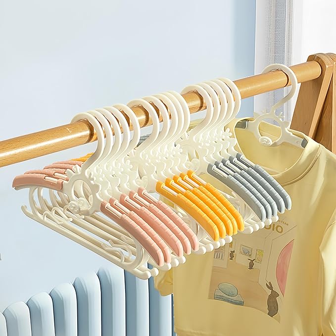 Baby Kids Clothes Hangers, 10 Pack Toddler Infant Nursery Childrens Hanger for Closet, Plastic Adjustable Stackable Hangers for Baby Clothes
