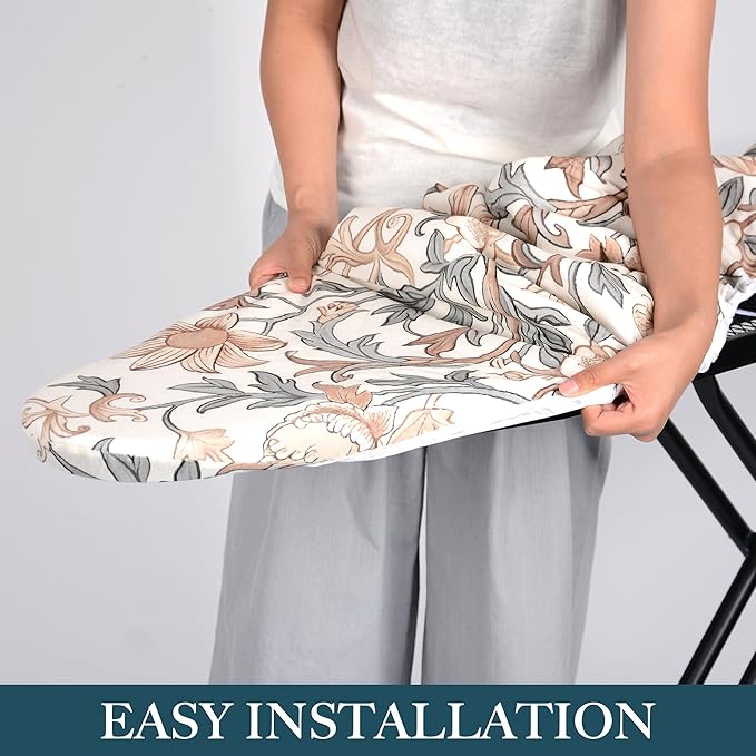 Thick Padded Ironing Board Cover and Pad – Extra Soft & Heatproof Surface – Reflective Heat Technology, Heavy-Duty Fabric – Fits Standard Sizes (15″X54″)