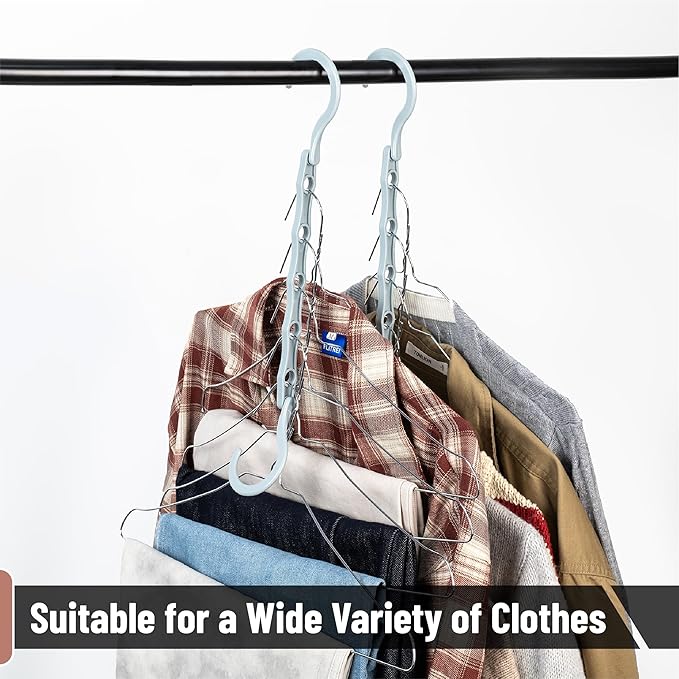 Mr. Pen- Space Saving Hangers for Clothes, 12 pcs, Pastel Horizon Colors, Plastic Multi Clothes Hangers Space Saving, 5 Slots, 360° Rotating Hooks