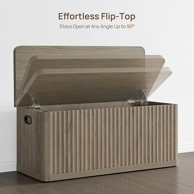 SICOTAS Storage Bench 80.4" Wide Shoe Bench with Lift Top Large Wooden Storage Chest Trunk Modern Blanket Chest with 4 Safety Hinges & Seating for Bedroom Entryway Living Room Hallway