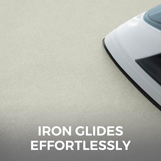 HOME GENIE Ironing Board Cover, Extra Thick Padding, Scorch Resistant Silicone Coating, 15x54 Full Size, Elastic Edge Heavy Duty Iron Pad Covers Standard Boards, Hook and Loop Fastener Strap, Linen